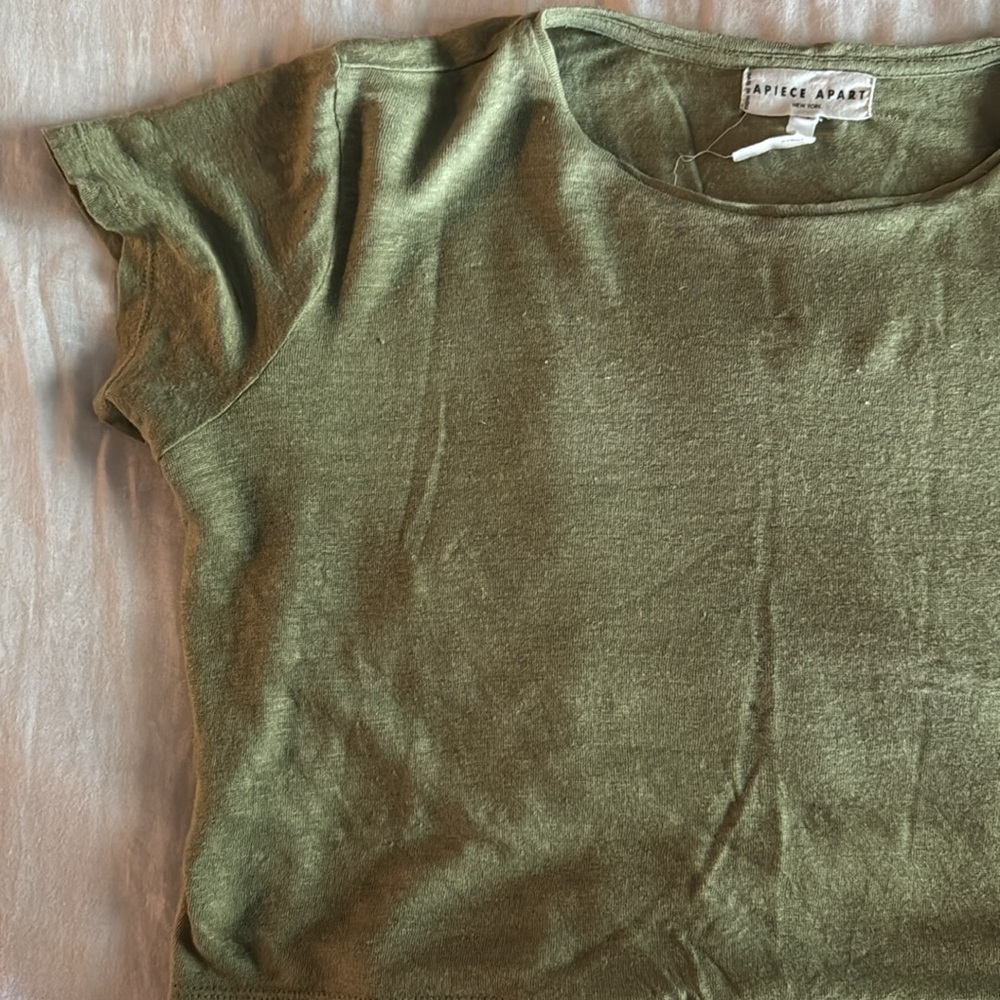 Apiece Apart Light Olive Green Crop Top